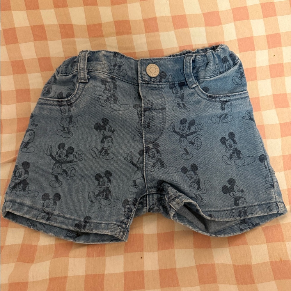 H&M Light Blue Mickey Mouse Denim Shorts